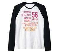 56 Years Married Funny 56th Wedding Anniversary Raglan Baseball Tee