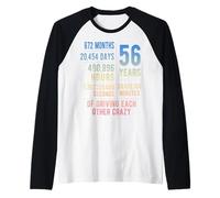 56 Years Married Funny 56th Wedding Anniversary Raglan Baseball Tee