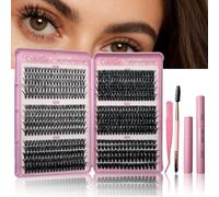 560 PCS Cluster Lashes Kit with Remover and Lash Glue 40D+50D+60D+80D+100D+120D Fluffy Volume Individual Eyelashes Kit D Curl Strip Eye Lashes Clusters 8-16mm (DIY Eyelash Extension)