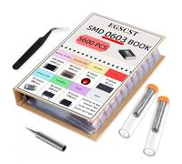 5600PCS 0603 SMD Resistor Kit from 0Ω to 10MΩ 1%, SMT Electronics Component Assortment Book with Resistors, Capacitors, Diodes, Transistors, IC, Inductors, LEDs Sample Books for DIY and Repair