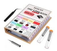 5600PCS 1206 SMD Resistor Kit from 0Ω to 10MΩ 1%, SMT Electronics Component Assortment Book with Resistors, Capacitors, Diodes, Transistors, IC, Inductors, LEDs Sample Books for DIY and Repair