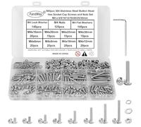 560Pcs Metric M4 Button Head Hex Socket Cap Screws Assortment Kit, M4 x 6/8/10/12/16/20/25/30mm Internal Hex Drive Allen Bolts Nuts and Washers Set, 304 Stainless Steel, Fully Threaded, Pitch: 0.7mm