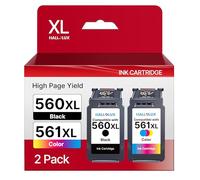 560XL 561XL Ink Cartridges, PG-560 Black & CL-561 Colour XL, High Capacity Replacement Canon 560 561 Ink Cartridges for Pixma TS5350 TS5351 TS5352 TS5353 TS7450 TS7451 (2 Pack)