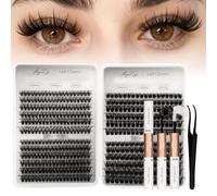 564pcs Individual Eyelashes kit 60D+80D+100D+150D Lash Clusters with Bond and Seal Volume Cluster Lashes DIY Eyelashes Book Kit Eyelash Extensions Easy to Use-10-18mm MIX