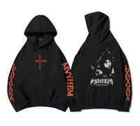 (56621-black, L) Hooded Pullovers Lady Gaga Mayhem Album Graphic Hoodies Hip Hop Unisex Streetwear Long Sleeve Loose Male Sweatshirts Print Hood