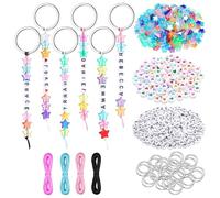 566pcs Keyring Making Kit, Colorful Beads, DIY Keychain Craft Set, Keychain Making Kit for DIY Bracelets, Perfect for Handcrafting Keyrings, Beads for Keyring Making, Gift for Kids and Adults