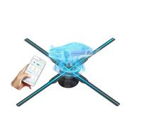 56cm/22.1in 3d Hologram Fan, 672 Led Beads In 4 Blades Holographic Projector By TF Card, App & Remote Control, Halloween Wide Viewing Angle