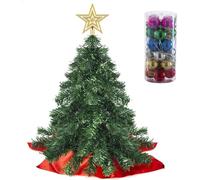 56cm Decorated Christmas Tree - Tabletop Xmas Tree w/Star Topper, & Hanging Ornaments for Home, Office, Kitchen Decor - Charming Tree for A Merry Holiday Ambiance Cheer (56cm/22in)