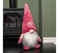Samuel Alexander 56cm Pink Sitting Christmas Gonk Decoration with Snowflake Hat