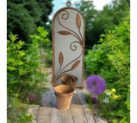 56Cm Rusty Wall Mirror With Planter