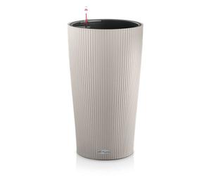 56Cm Tall Planter, Sand Brown Plastic Lechuza Cilindro Self-Watering Planter With Drain Plug, Top Inner D27.5 Cm, W32 H56 Cm