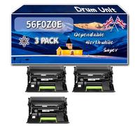 56F0Z0E Drum Unit Compatible for Lexmark MS 420 Series MS 421 dn MS 421 dw MS 520 Series MS 521 dn MS 620 Series Printers, High-Definition Printing Effect with Chip, 60000 Pages (3 Pack Black)