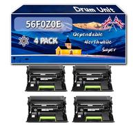 56F0Z0E Drum Unit Compatible for Lexmark MS 420 Series MS 421 dn MS 421 dw MS 520 Series MS 521 dn MS 620 Series Printers, High-Definition Printing Effect with Chip, 60000 Pages (4 Pack Black)
