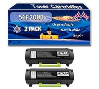 56F2000 56F200E Toner Cartridges Compatible for Lexmark MS321DN MS421DN MS421DW MS521DN MS621DN MS622DE MX321ADN Printers, High-Definition Printing Effect with Chip, 7000 Pages (2-Pack Black)