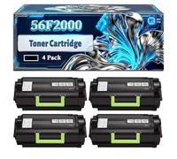 56F2000 Toner Cartridge Compatible for Lexmark MX321adn MX321adw MX421ade MX521ade MX521de Printers, With Chip Large Capacity 6000 Pages (4 Pack Black)