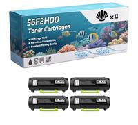 56F2H00 Toner Cartridges Compatible for Lexmark MX321ADN MX321ADW MX421ADE Printers, High-Definition Printing Effect with Chip, 15000 Pages (4 Pack Black)