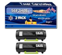 56F2H0E Toner Cartridges Compatible for Lexmark MX522ADHE MX622ADE MX622ADHE MX321ADN MX321ADW MX421ADE MX521DE Printers, High-Definition Printing Effect with Chip, 25000 Pages (2-Pack Black)