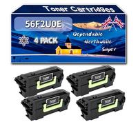 56F2U0E Toner Cartridges Compatible for Lexmark MX521de MS521dn MX521ade MX622ade MS621dn MX522adhe MS622de Printers (4 Pack Black)