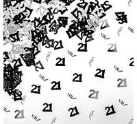 56g Black & Silver 21st Birthday Confetti Foil Metallic Glitz Table Scatter Sprinkles Age Bday Party Decorations