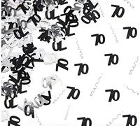 56g Black & Silver 70th Birthday Confetti Foil Metallic Glitz Table Scatter Sprinkles Age Bday Party Decorations