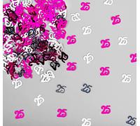 56g Pink & Silver 25th Birthday Confetti Foil Metallic Glitz Table Scatter Sprinkles Age Bday Party Decorations