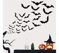 56Pcs 3D Halloween Bat Stickers Multi Size PVC Bat Decals with Double Sided Foam Tape Spooky Party Decor for Windows, Walls & Home (4 Sizes, Easy Peel & Stick)