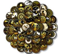 56pcs Black Gold Cosmic Stickers for Scrapbooking Journals Laptops Water Bottles Celestial Moon Stars Dark Aesthetic Round Gloosy Vinyl Decals for Teens Fantasy Art Stationery Craft Decoration