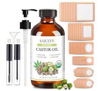 56pcs Castor Oil Patches with Caster Oil Organic Cold Pressed Unrefined Glass Bottle 8oz, Castor Oil Pack Wrap for Belly, Neck, Back, Arms, and Hair Growth (with Eyelash Kit)