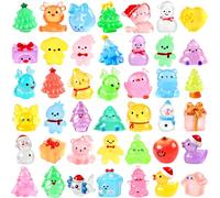 56Pcs Christmas Luminous Mini Figurines 56 Styles Glow in The Dark Tiny Resin Miniatures to Hide Bulk Santa Snowman Bell Snowflake Figurines for Xmas Bag Fillers Party Favors Garden Dollhouse Decor