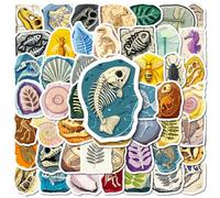 56PCS Dinosaur Fossil Stickers - Prehistoric Bones Skulls Plants Shells Insects Leaf Rock Icons Vinyl Sticker for Water Bottles Laptops Suitcases Notebooks Journals Scrapbooking Crafts
