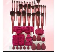 56pcs full set of beauty tools including 32 imitation mahogany rose Golden brushes + 24pcs accessories