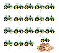 56Pcs Green Tractor Cupcake Toppers, Farm Tractor Cake Topper, Digger Cake Topper Cupcake Picks for Birthday Party Construction Party Supplies Cupcake Toppers