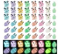 56pcs Luminous Mini Pandas Figurines Glow in the Dark With 8 Luminous Bamboos - Miniature Resin Animals Figures for DIY Crafts Cake Decor