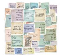 56pcs Motivational Stickers, Vinyl Waterproof Inspirational Quote Decals for Scrapbooking, Water Bottle, Laptop, Skateboard, Guitar, Phone Case, Aesthetic Positive Affirmation Pack (Multicolor-D)