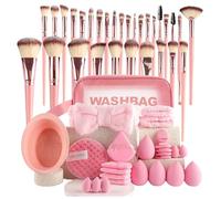 56Pcs Pink Makeup Brushes Set Professional Makeup Kit Multi-functional Make up Tool Set Makeup Accessories, Foundation Make up Brush Kit Eye and Face Make up Brushes & Tools (Pink)
