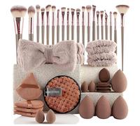 56Pcs Pink Makeup Brushes Set Professional Makeup Kit Multi-functional Make up Tool Set Makeup Accessories, Foundation Make up Brush Kit Eye and Face Make up Brushes & Tools (Coffee)