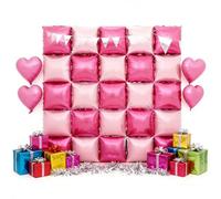 56pcs Square Foil Balloons Rose Red Pink Wall Backdrop,Anniversary Bachelorette Wedding Proposal Birthday Valentines Day Home Party Decorations Baby Shower Party Decorations