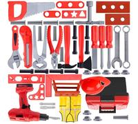 56pcs STEM Learning Tool Box Kits With Realistic Electric Drill Vest For Preschool Engineers Pretend Play Game Toy Pretend Play Tool Kits For Kids