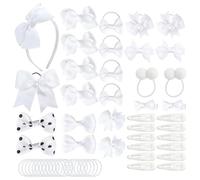 56Pcs White Hair Accessories White Girls School Hair Accessories, White Hair Bows Clips Hair Bobbles Hair accessories for girls