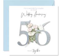 56th Anniversary Card for Women Men - Fancy Floral Flowers - Happy 56 Year Anniversary Card for Friends Nanny Family Mum, 145mm Wedding Anniversaries Greeting Cards