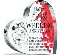 56th Anniversary Plaque Gifts for Wife Husband - Happy 56th Wedding Anniversary - I Love You Romantic Acrylic Heart Gift For Women Men, 100mm x 100mm Present For Couples Fifty-Sixth Anniversaries
