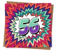 56th Birthday Card, 56th Birthday Card for Him or Her, Bright Retro Zig Zag Design, Fun Age 56 Celebration for Mum, Dad, Friend or Family