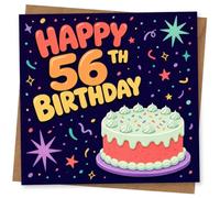 56th Birthday Card, Colourful Stars Confetti Design | Eye-catching greeting card; Colourful Stars Confetti artwork for a 56th birthday with a warm, memorable feel