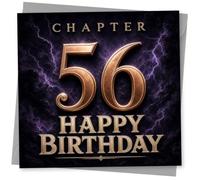 56th Birthday Card for Her, Chapter 56 Purple Lightning | Dramatic chapter-style front with bold gold-look typography and purple lightning-made for her 56th birthday.