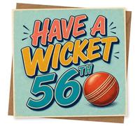 56th Birthday Card for Her, Have a Wicket, Big 56 | Cricket pun for her 56th-“Have A Wicket 56th” with an oversized 56, bold retro lettering and sporty blue backdrop.