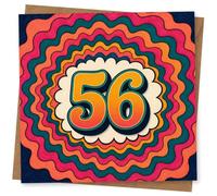 56th Birthday Card for Her, Vibrant Wavy Pattern & Big 56