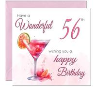 56th Birthday Card for Women - Ladies Elegant Birthday Cards for 56 year old woman fifty six, fifty sixth Mum Sister Grandma Aunt Niece Nanny for her Mother Wife Girlfriend