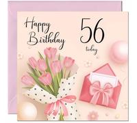 56th Birthday Card for Women - Ladies Pink floral Birthday Cards for year 56 old woman fifty six, fifty sixthDaughter Friend Niece Granddaughter Wife Girlfriend Girls Mum Aunt for her