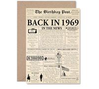 56th Birthday Card for Women Men - Newspaper Back in 1969 - Happy 56 Birthday Cards for Brother Wife Husband Sister Grandma Daughter, A5 Bday Greeting Cards