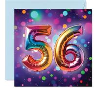 56th Birthday Cards for Men Women - Rainbow Foil Balloon - Happy Birthday Card for 56 Year Old Man Woman Son Uncle Wife Sister, 145mm Bday Greeting Cards